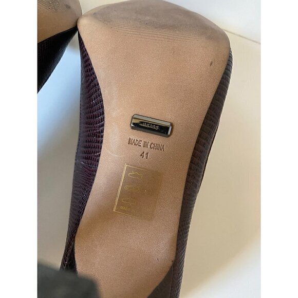 Reiss Maddy Court Pointed Heels Leather Sz EU Women 41 US 10.5 Burgundy Snake - Picture 14 of 14